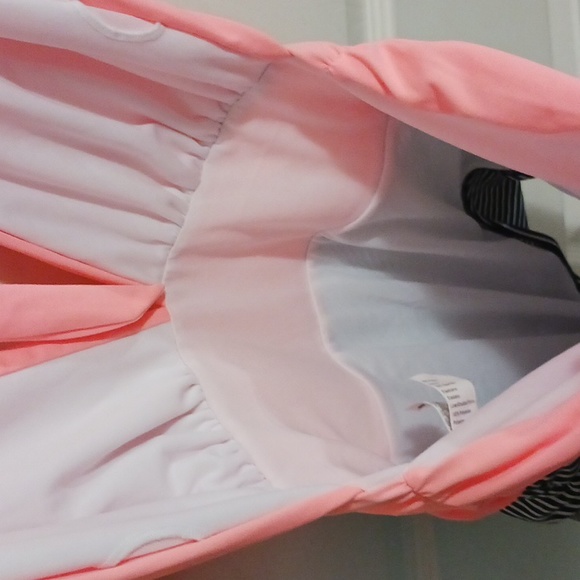 Cocoship one piece halter swimsuit - 8 - peach/black&white stripes - Picture 7 of 9